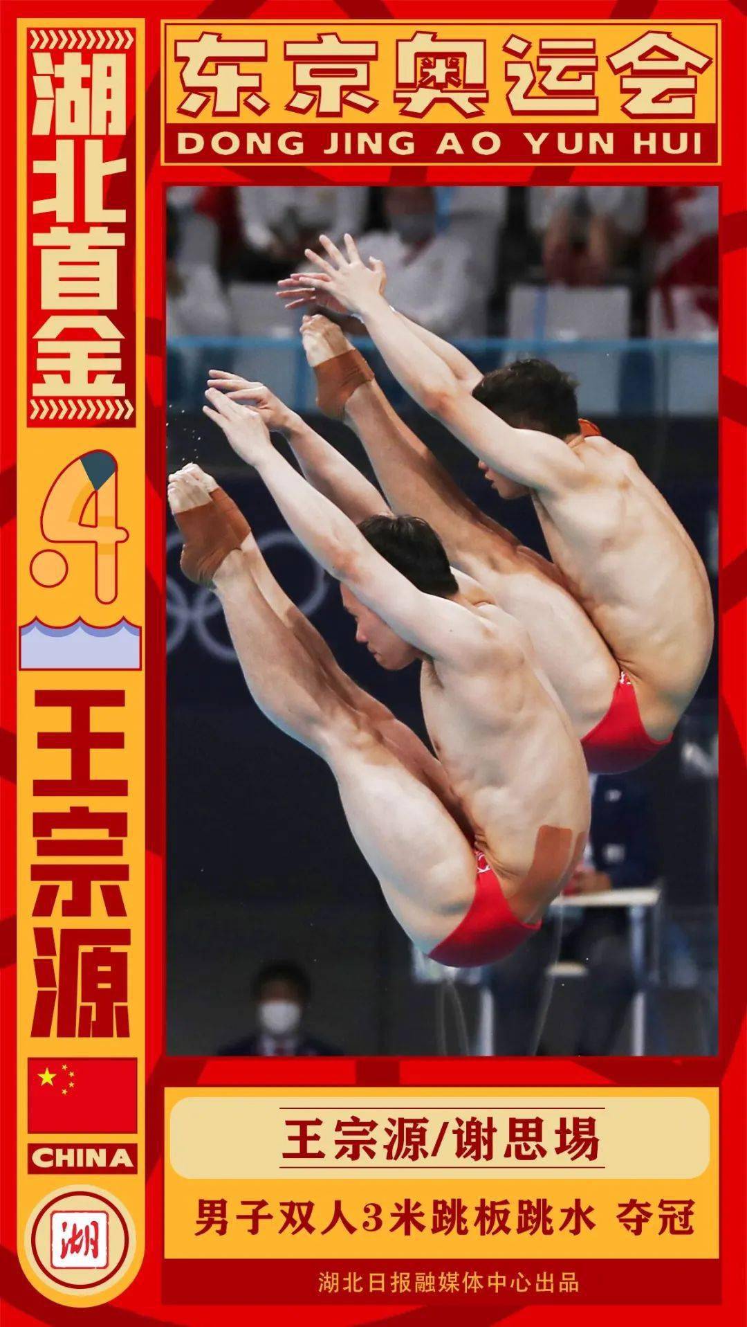 北京时间28日下午 在东京奥运会跳水男子双人3米板决赛中 湖北选手
