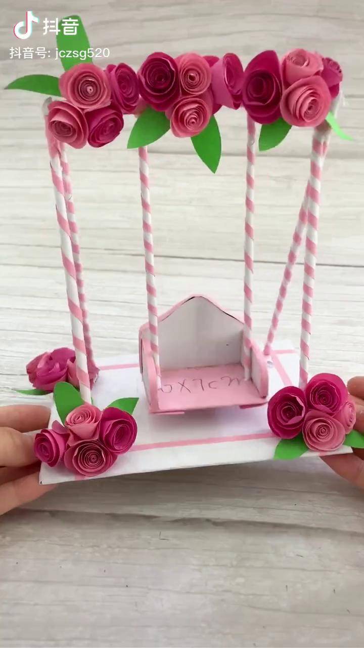 手工折纸秋千架,每个女孩都想坐在开满花和藤蔓的秋千架上吧干货都在
