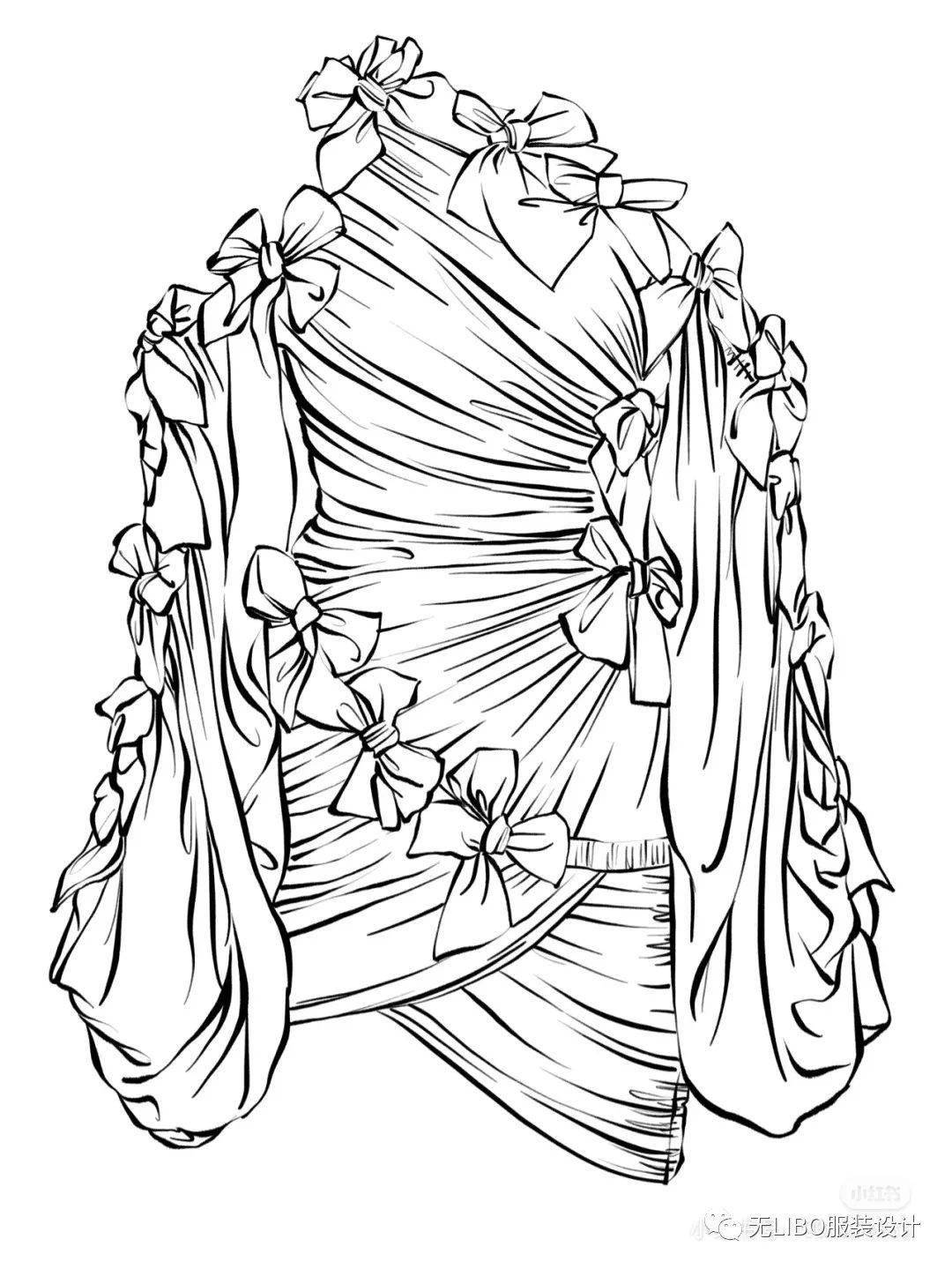 褶皱王者千层褶皱线条款式图168款ipadprocreate软件手绘笔绘制