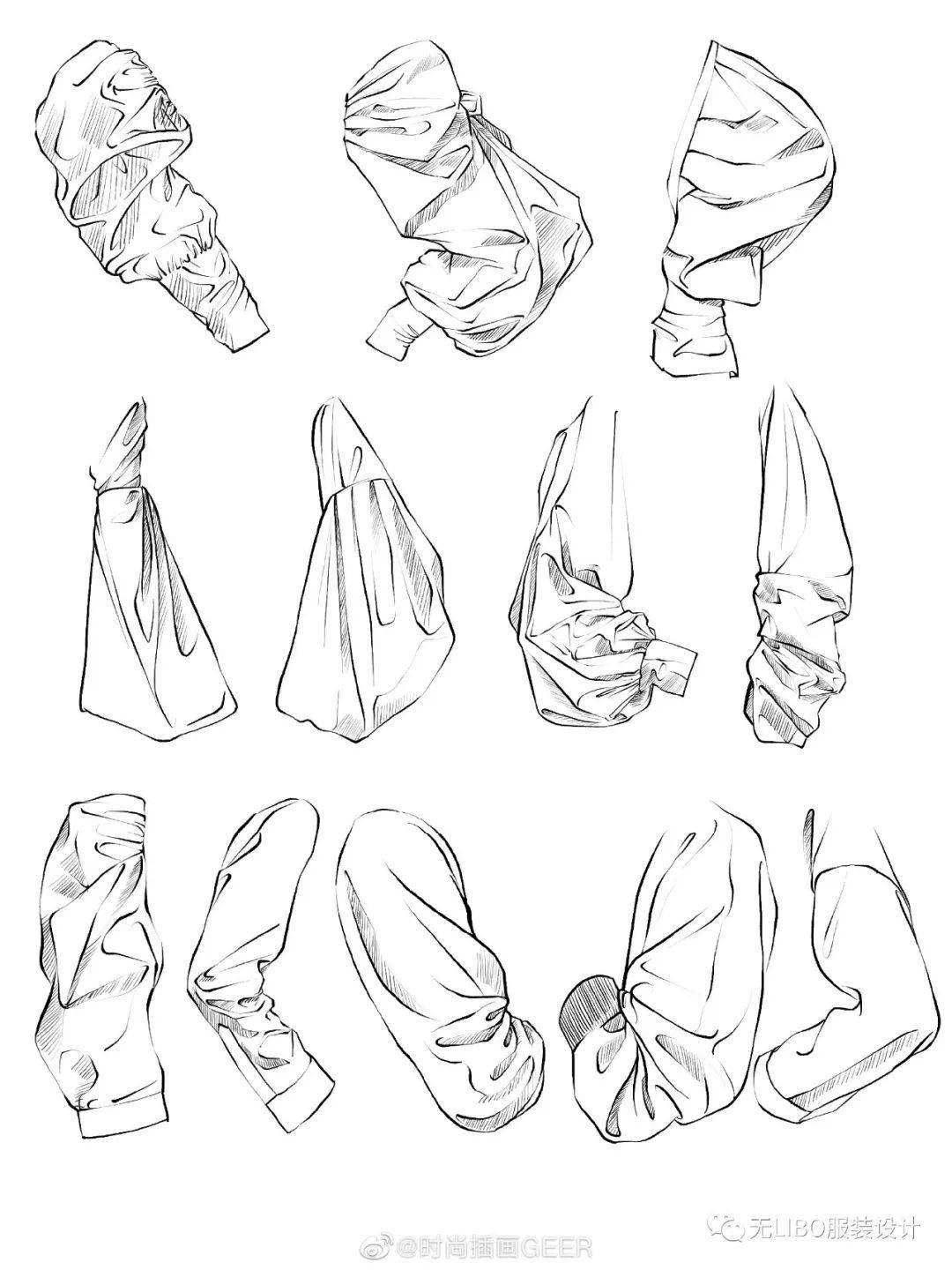 褶皱王者千层褶皱线条款式图168款ipadprocreate软件手绘笔绘制