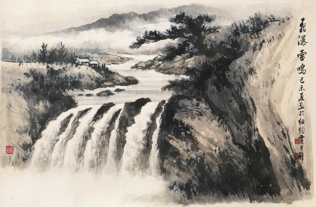 黄君璧画云水瀑布，气势惊人_搜狐网