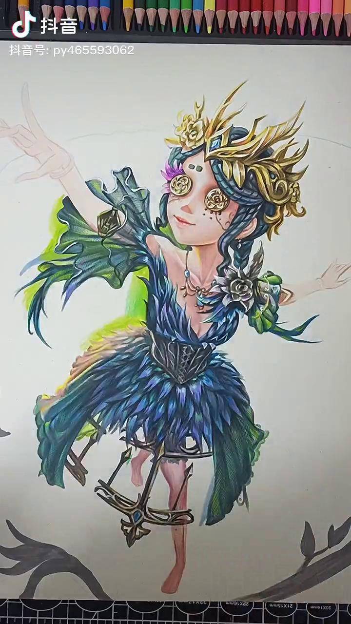 第五人格 园丁鸟 手绘 色粉画背景简直不要太快0707