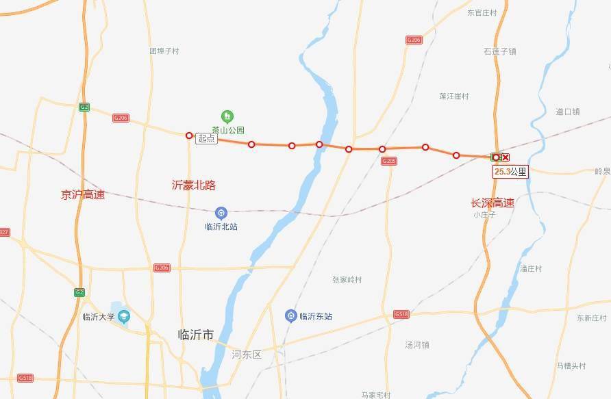 长深-京沪高速公路临沂北连接线改建工程路线主要控制点为长深高速(g