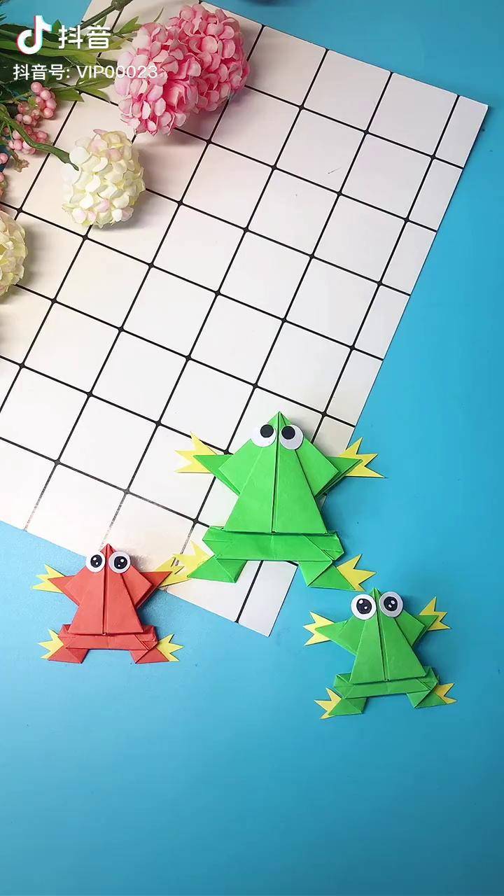 一起来折一只会蹦蹦跳跳的可爱小青蛙吧折纸萌知计划兴趣才艺知识创作