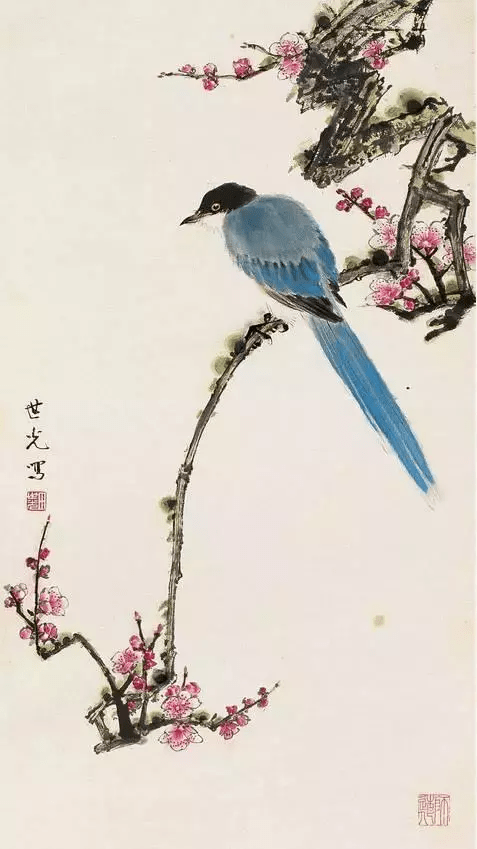 田世光《喜鹊登梅》田世光《喜鹊报春》孙其峰《报喜图》孙其峰《喜鹊