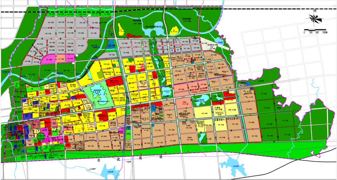 六安新城发展规划集中示范园区范围项目分布示意图合肥向西,六安向东