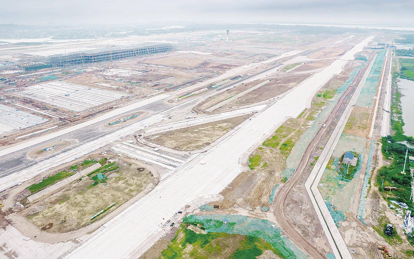 鄂州花湖机场双跑道全面贯通