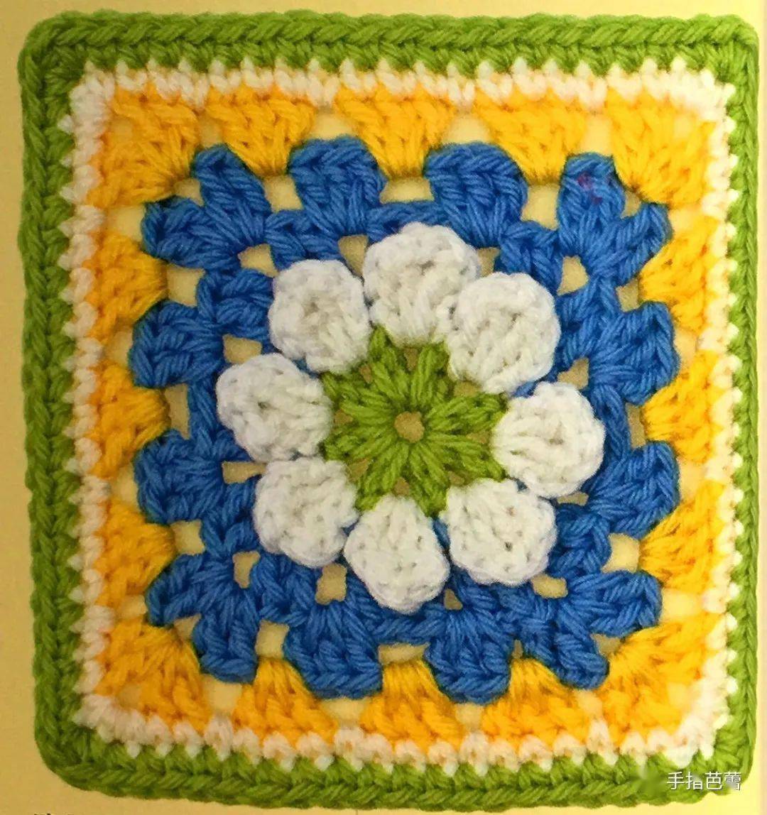 钩织多彩的方块花 附图解