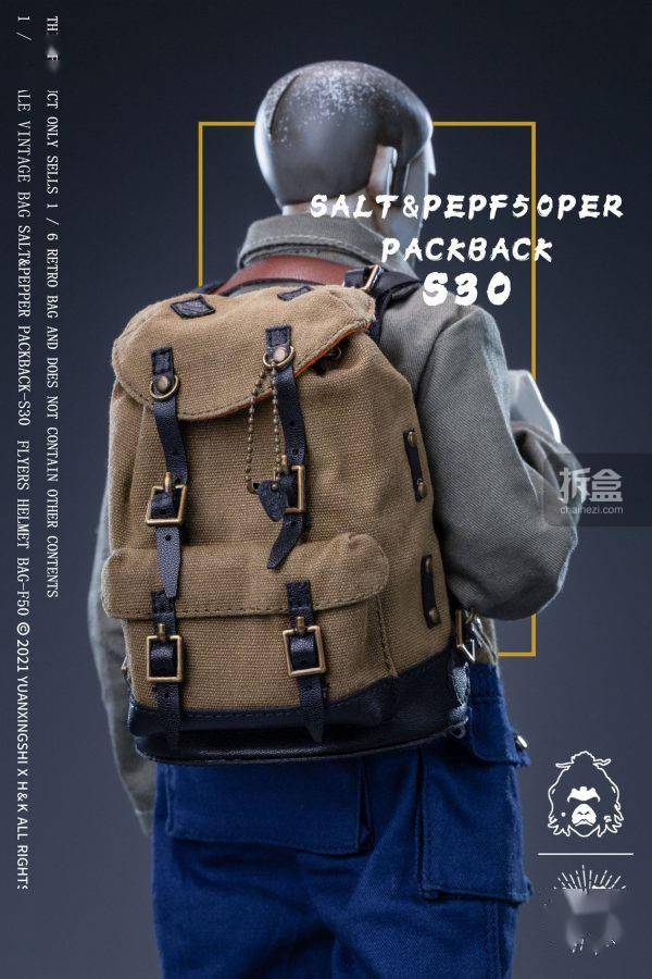 蜡布|猿行师 1/6 F50头盔包 S30复古双肩包 潮流兵人人偶配件