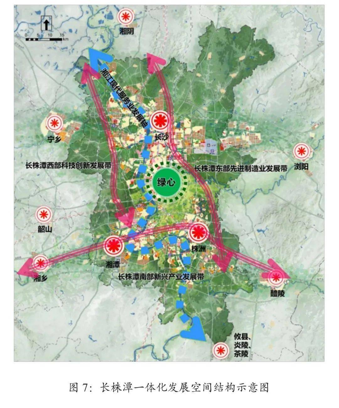 主要包括宁乡城镇组团,浏阳城镇组团,韶山—湘乡组团,醴陵—攸县组团