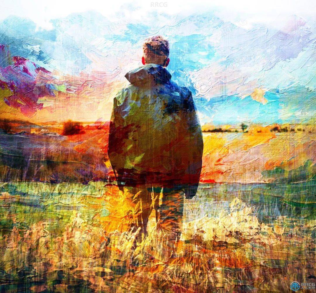 逼真写实色彩浓重油画效果psd模板