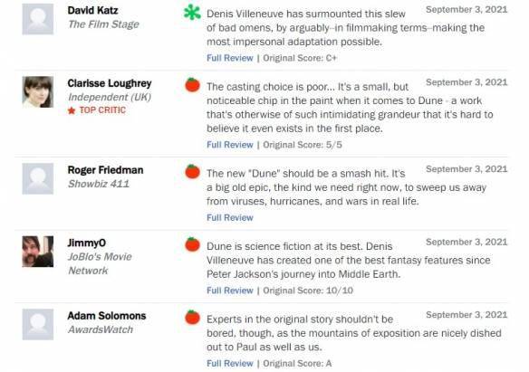 沙丘|科幻巨制《沙丘》烂番茄新鲜度83%！M站均分76分