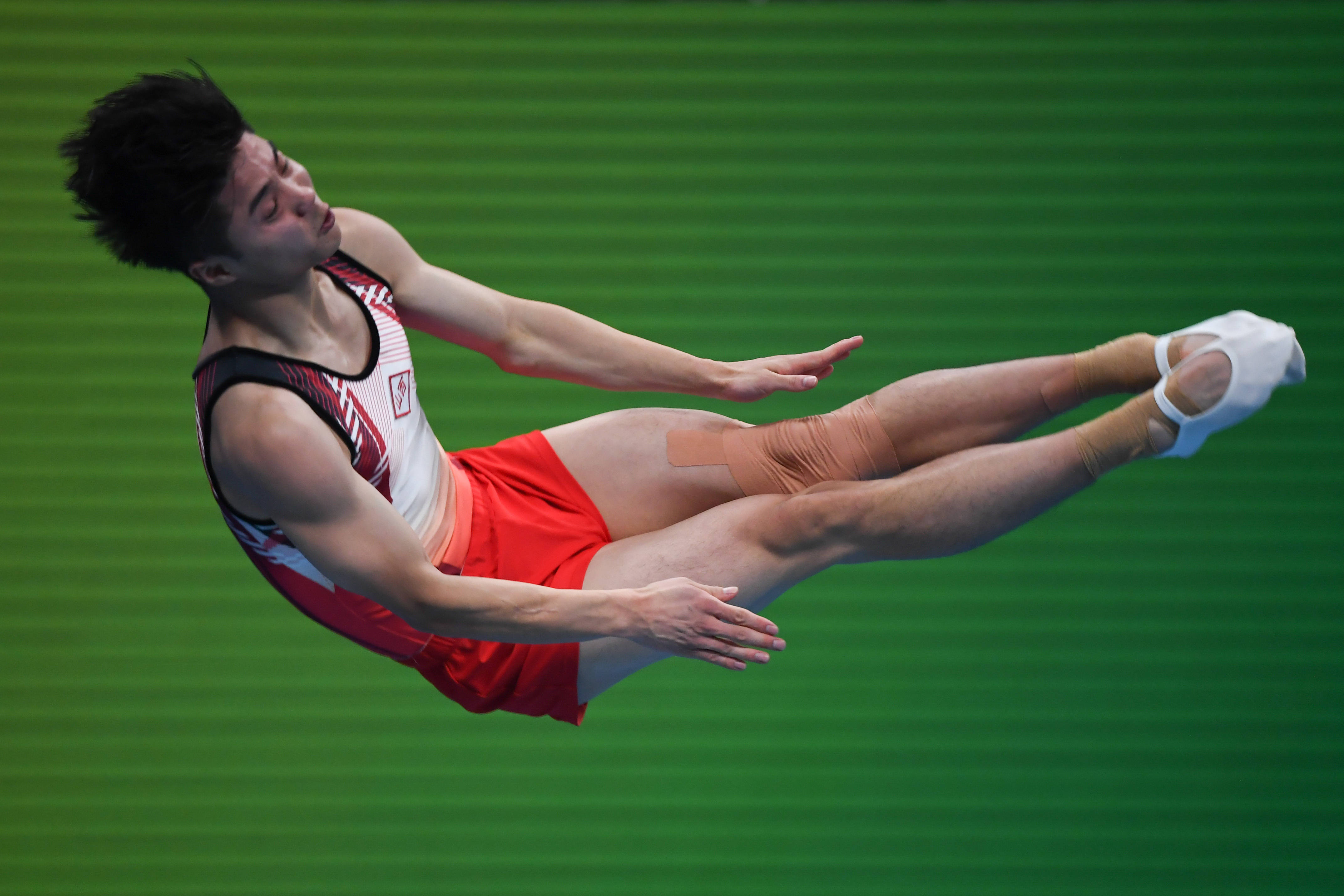 蹦床男子团体决赛赛况