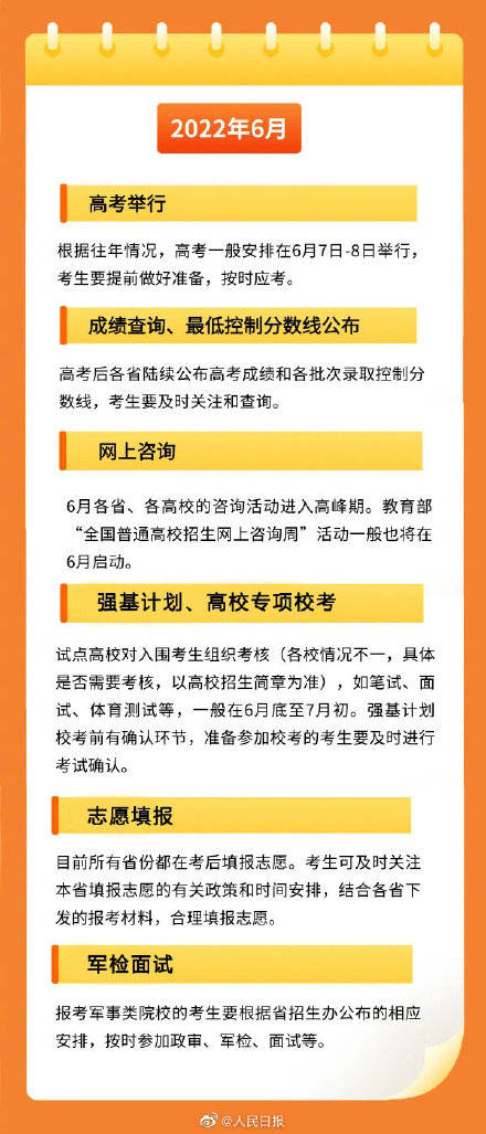 月历|2022高考必备！收好这份实用高考月历