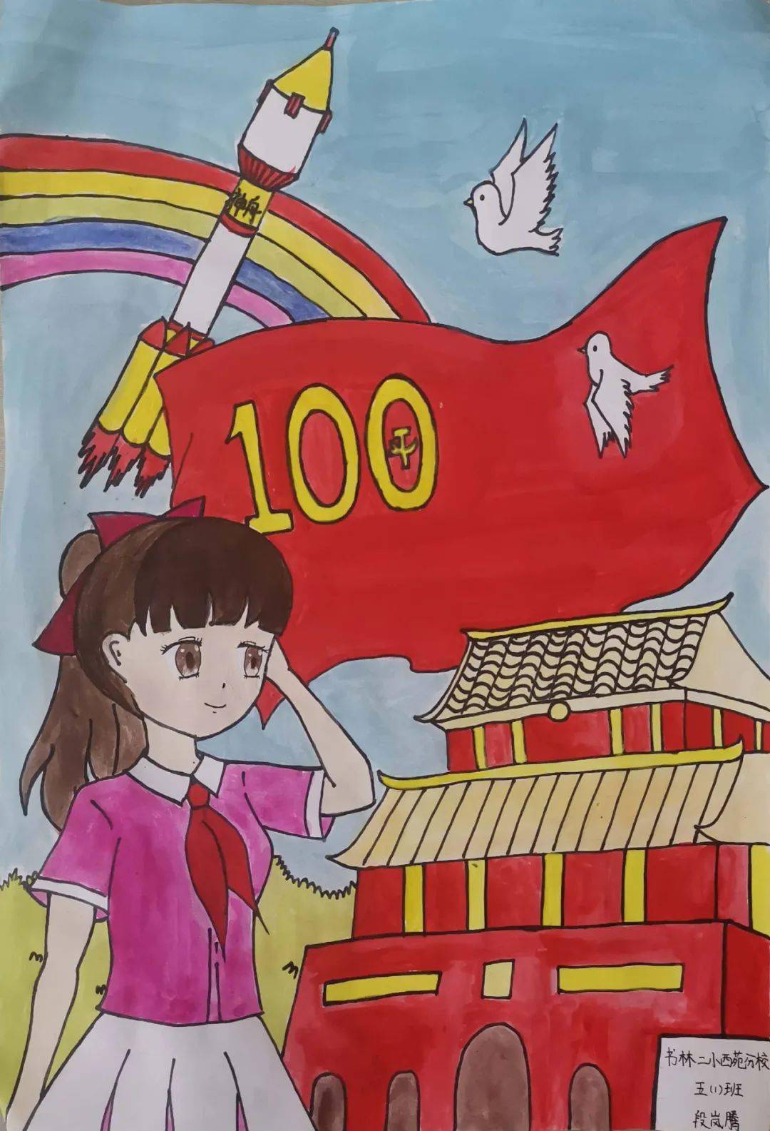 童心向党100周年主题画图片