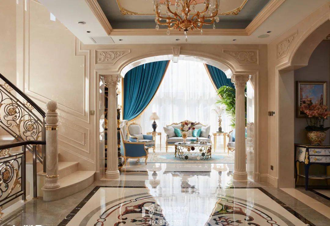 生活方式hall/门厅01运用奢华典雅的石材,将法式的休闲和高贵完美还原