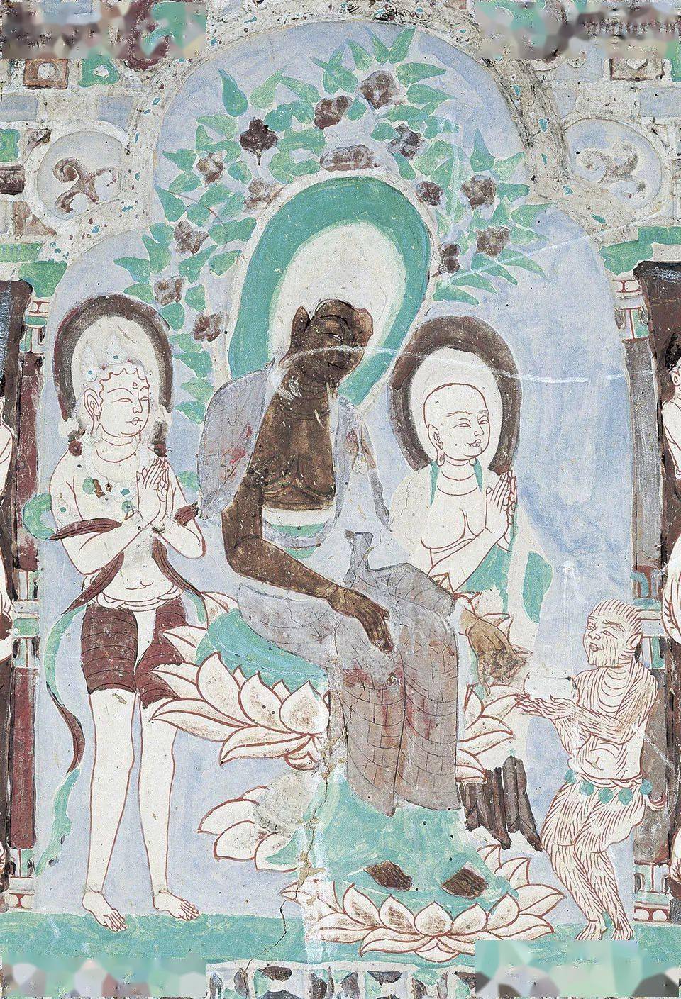 牧女献糜 五代悉达多太子成佛之前,牧羊女奉上新鲜的乳糜前来供养