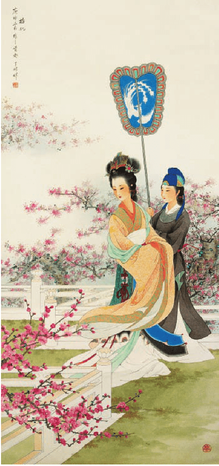 《梅妃》 王叔晖 工笔重彩 1980年