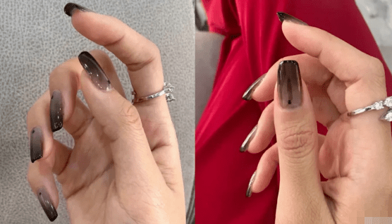 丝带|高级感甜酷甜酷的暗黑系美甲丨涂上你就是最酷的girl！