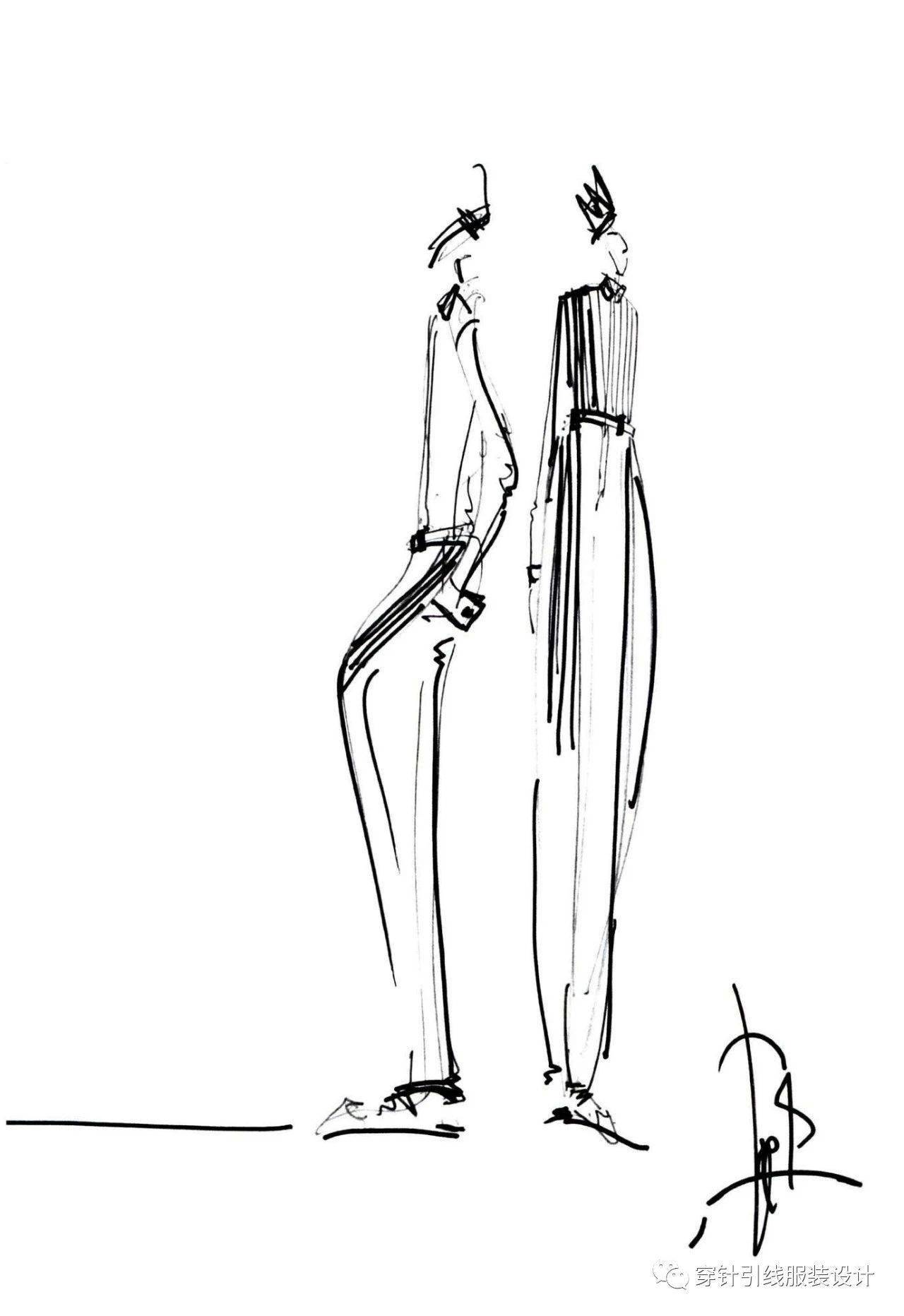 收藏百张时装大师速写手稿原作