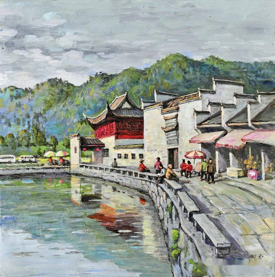 屏山风景色彩作品图片