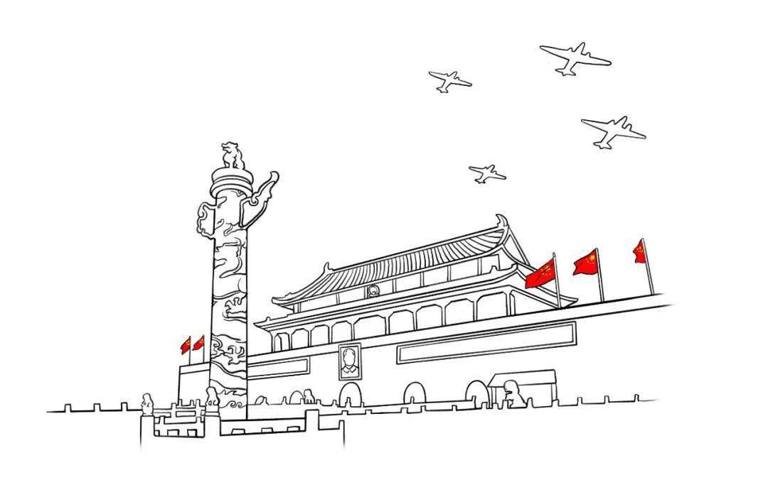 体现中国发展的简笔画图片