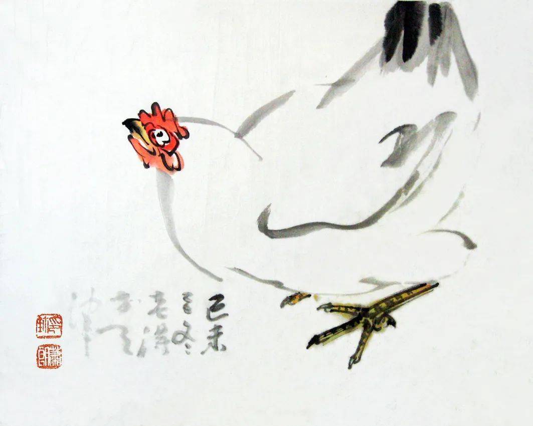 萧朗画鸡 雄鸡赳赳 母鸡柔柔