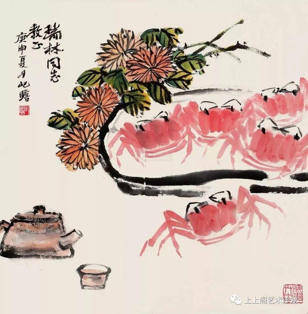 菊黄蟹肥秋正浓,名家笔下的菊蟹图