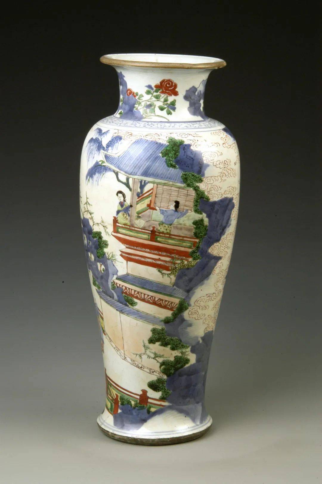 中国清時代五彩花瓶 中国清時代五彩花瓶
