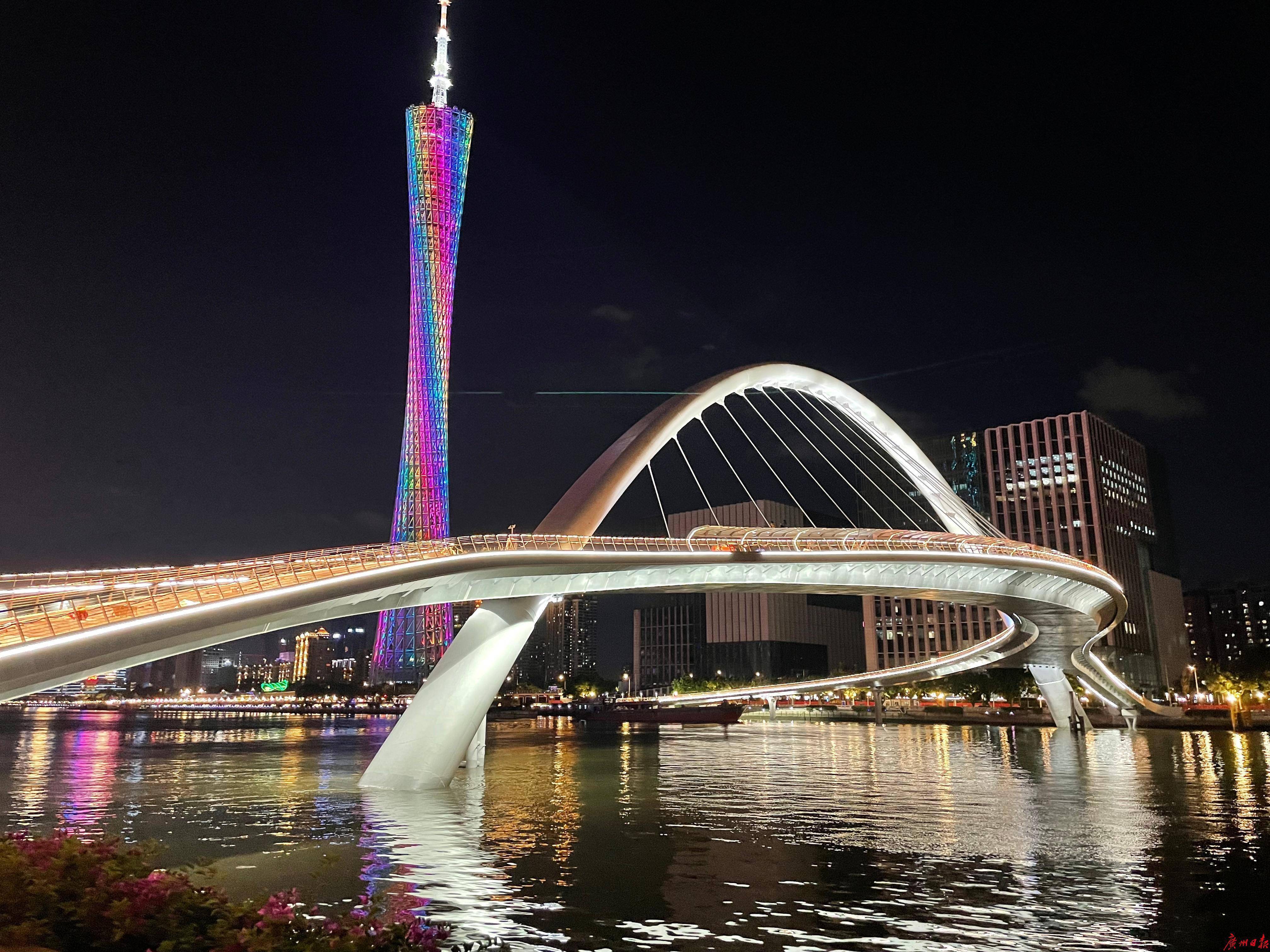 广州海珠桥夜景图片