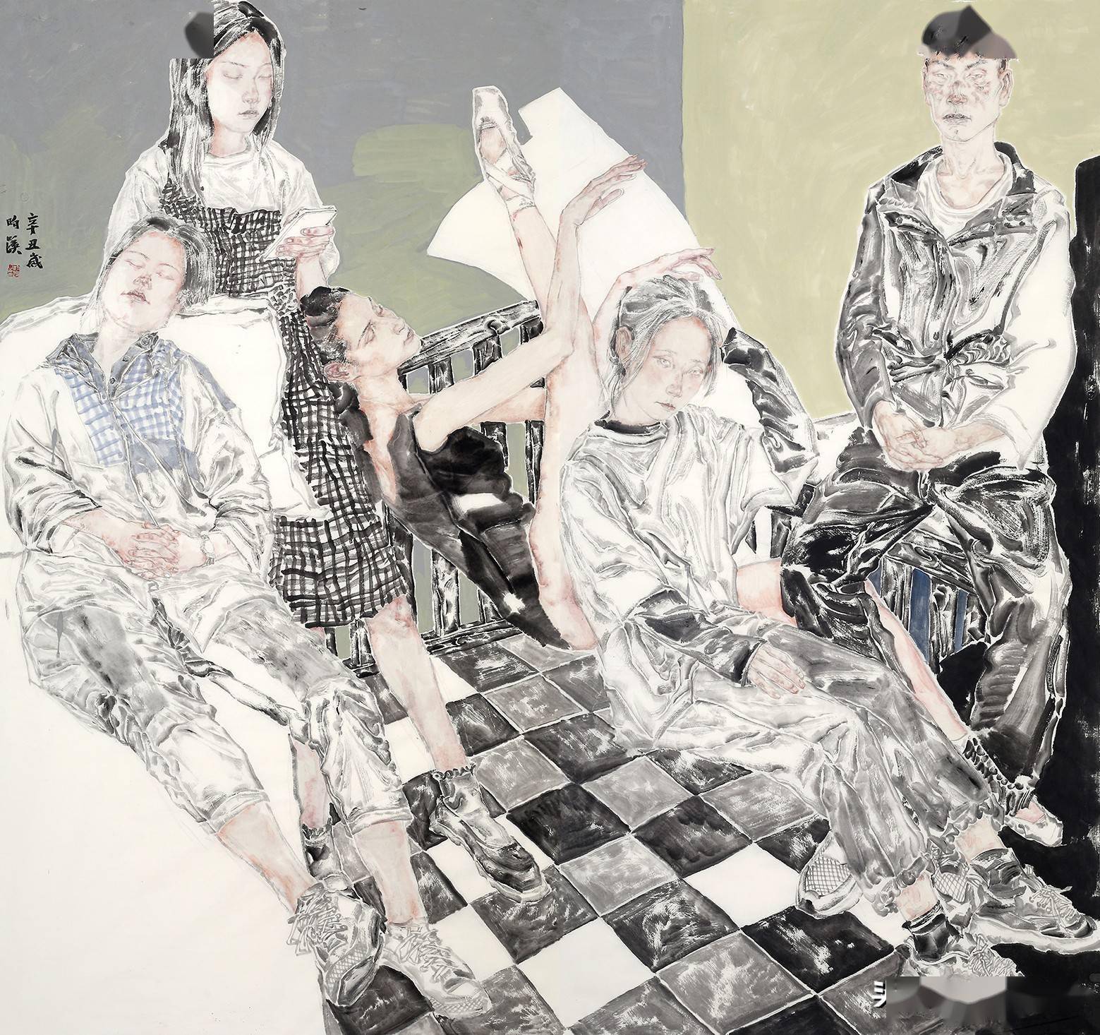 近日去朋友处做客,看到了一幅李昀蹊的人物画作品,瞬间就被其震撼