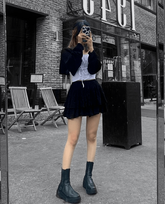 短靴甜骚裙时髦