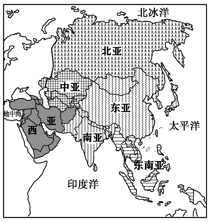 亚洲各部分地图图片