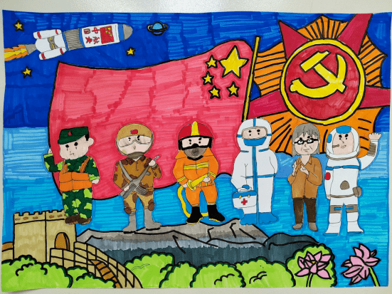 快来投票让你喜欢的作品脱颖而出党史少年说书画英雄魂书画比赛小学生
