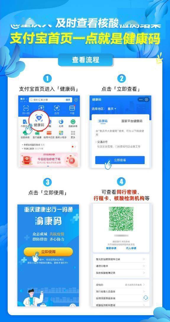 检测|@重庆人：及时关注同行密接 打开支付宝一点就是健康码