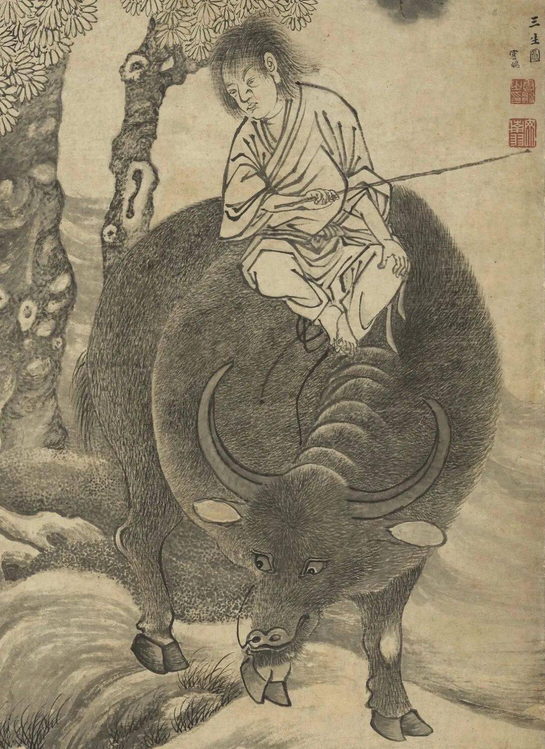 赏析|明代丁云鹏《三生图》_佛教