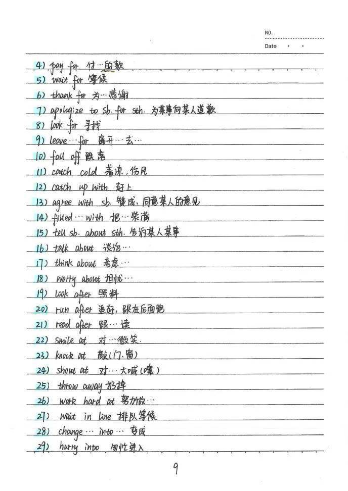 中考状元英语手写笔记初中英语词汇归纳整理建议收藏
