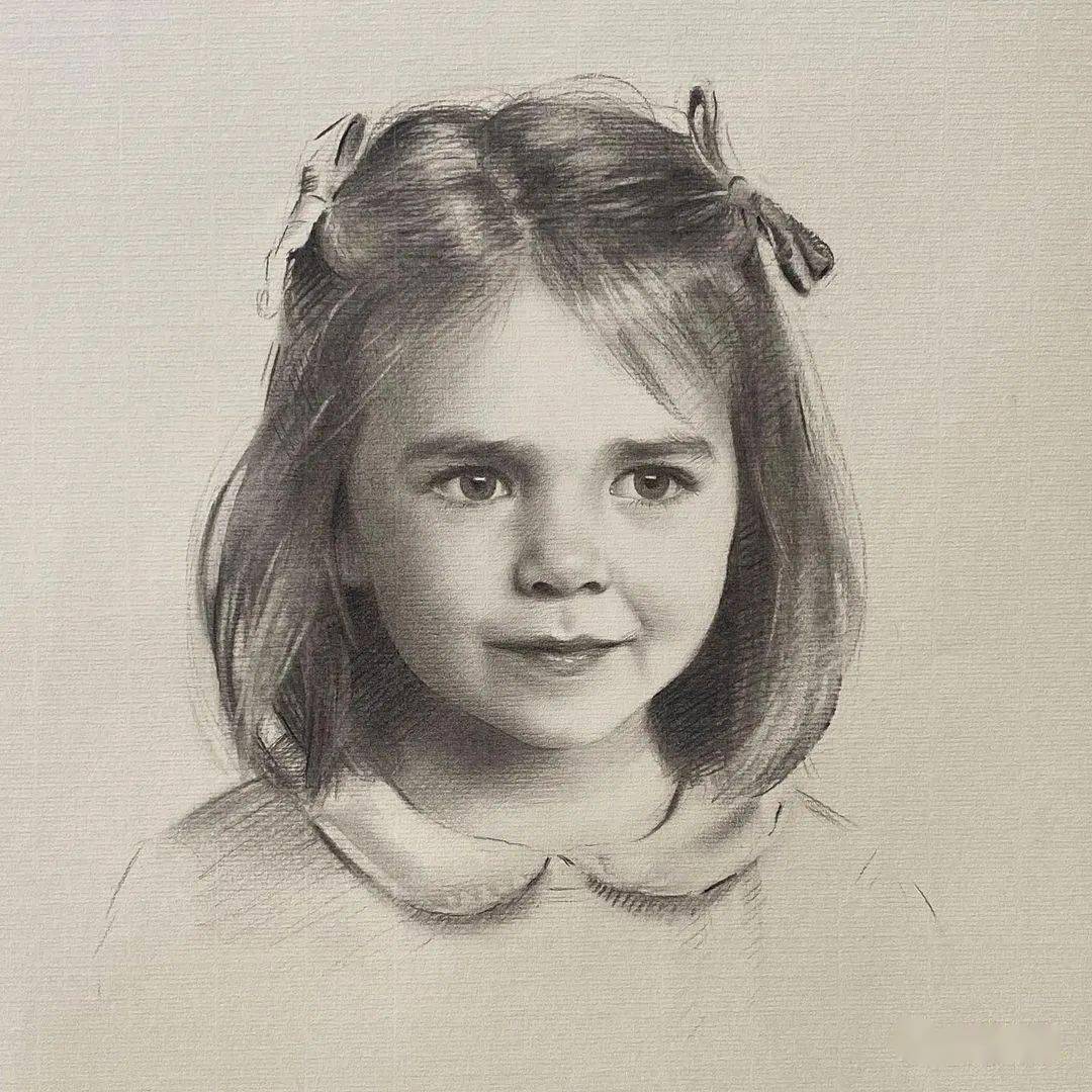 她的儿童肖像素描,都有着一双迷人的眼睛_abel