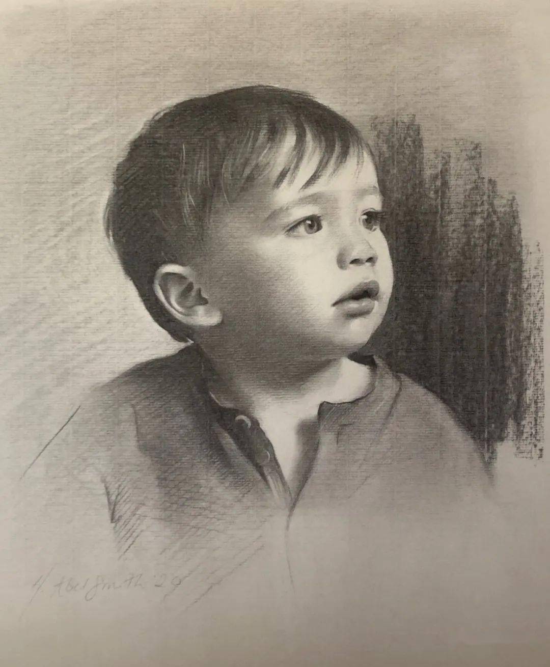 她的儿童肖像素描,都有着一双迷人的眼睛_abel