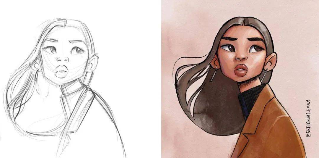 人物线稿上色过程_素材