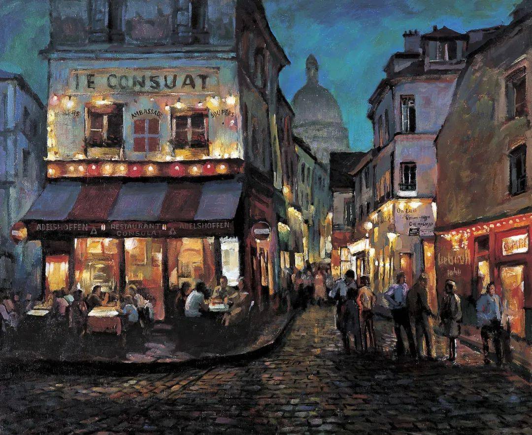 花灯下的蒙马特 布面油画 73 x 60cm 1987