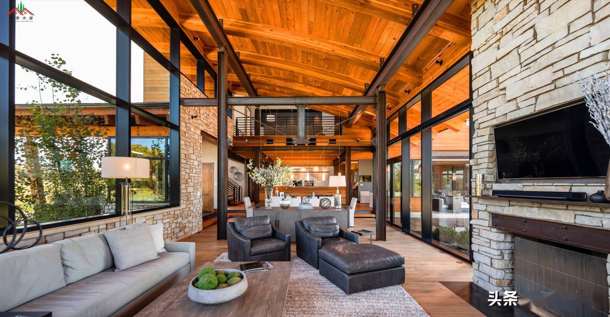 你喜欢的现代风格木屋一定是有这样的特点,单屋面室内装修够现代
