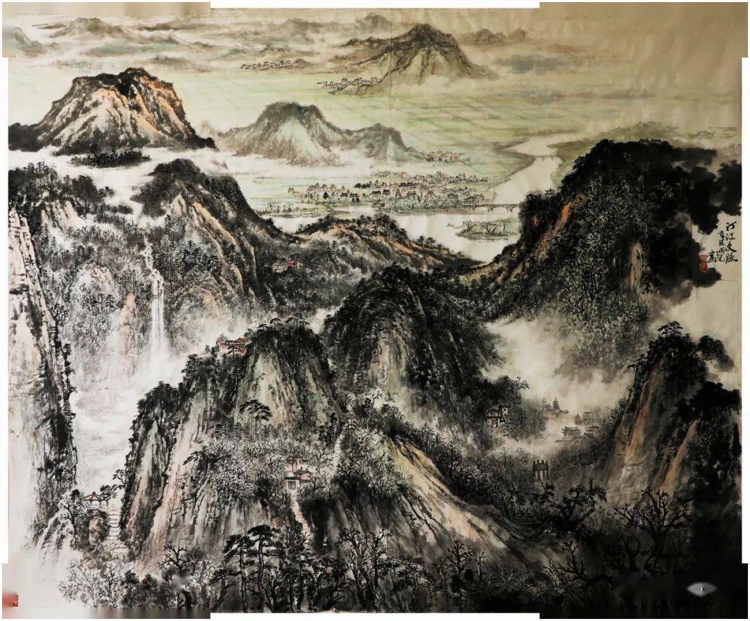 谢尔克国画《汀江文脉》赖光耀农民画《舞大龙》赖光耀农民画《河清