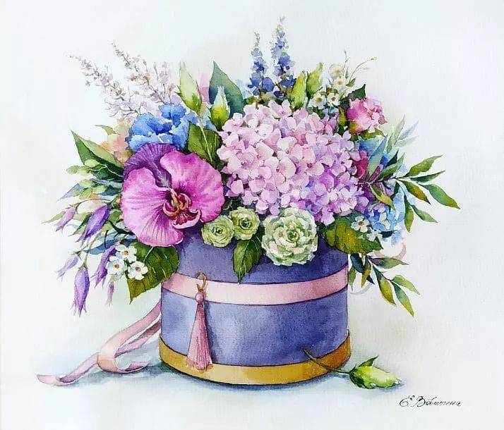 繁花似锦水彩花瓶系列作品，赶紧收藏吧~_Elena_来自_花卉