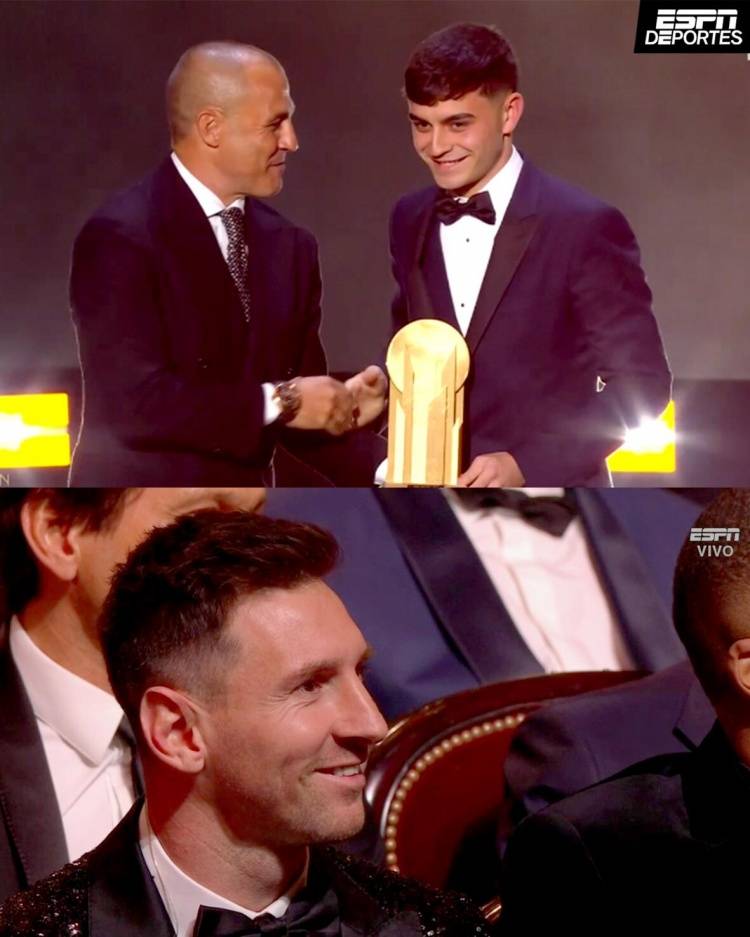 梅西|科帕奖得主和金球奖得主！梅西和佩德里在颁奖典礼亲切致意