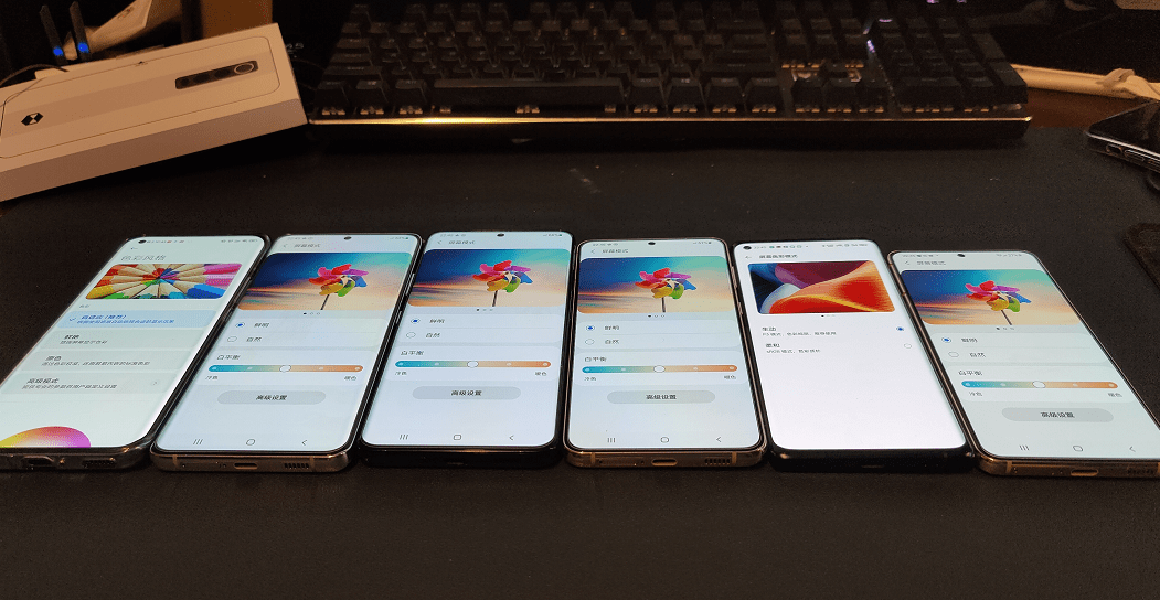 (多款手机屏幕显示效果对比)