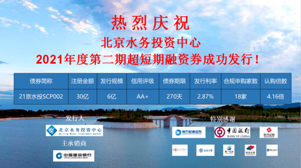 由水投中心作为发行主体,北京建设银行作为主承销商的"21京水投scp002