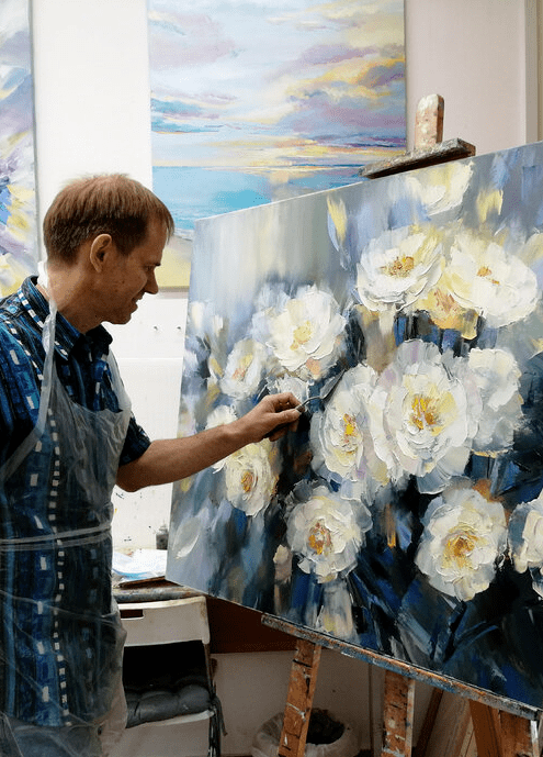 直接画法的花卉刀画~俄罗斯画家亚历山大·谢尔盖耶夫油画作品欣赏