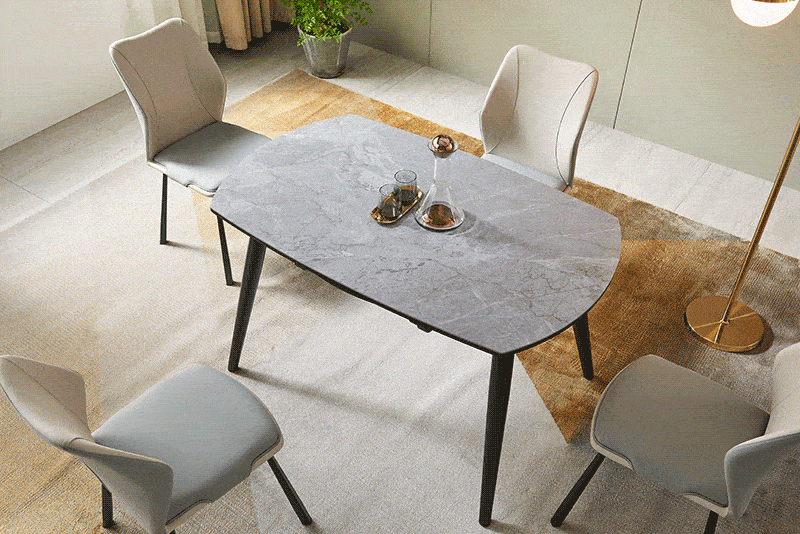 科洛迪-餐桌椅b款为现代风格,灰调外观百搭大方,皮艺餐椅质感上佳.