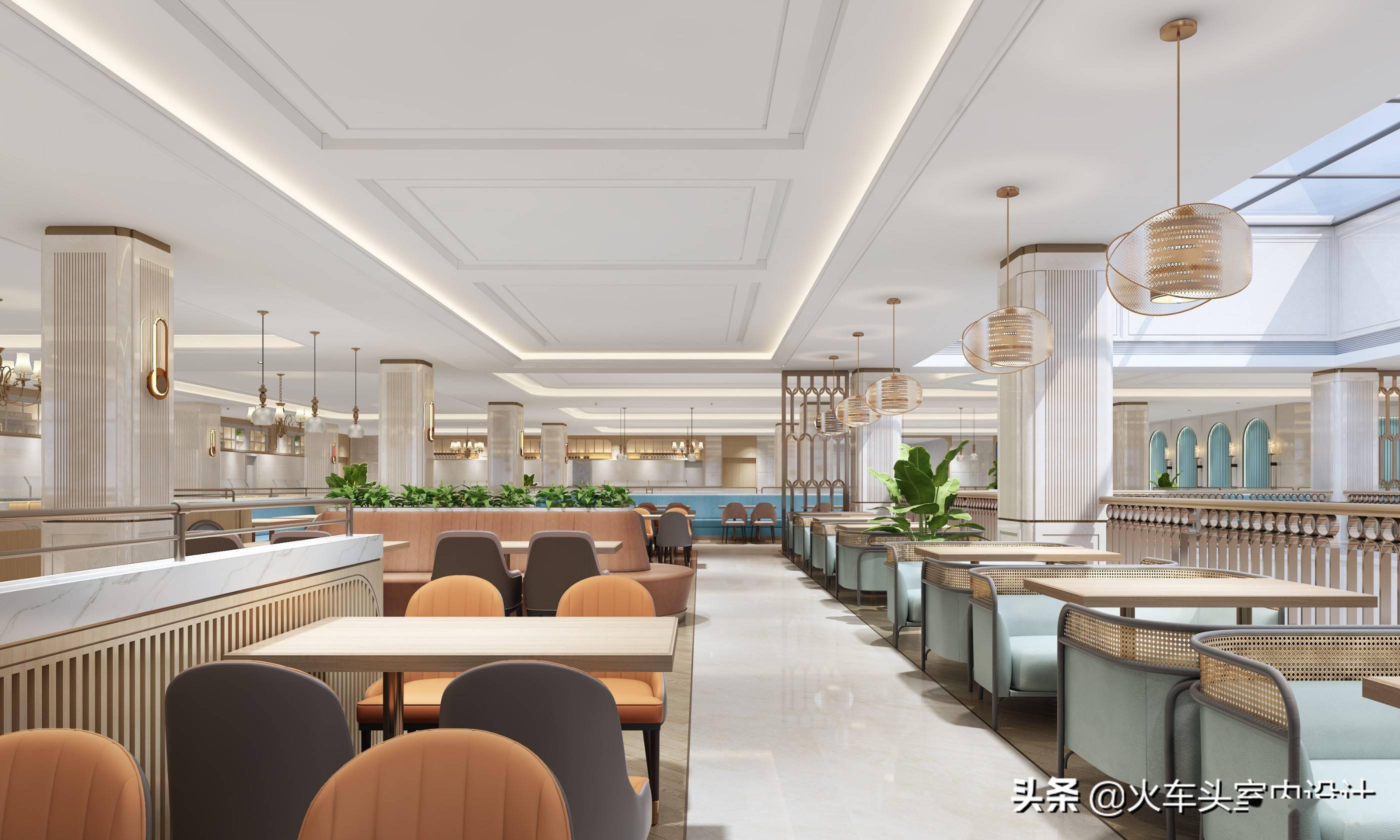 h82企业餐厅员工餐厅食堂室内设计效果图32套美食城档口大厅设计